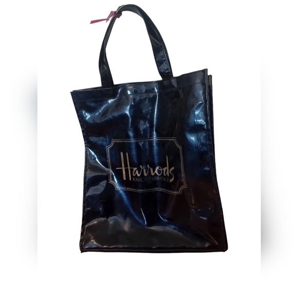 Vintage 90s British Harrod's‎ Knightsbridge Super Logo Shopping Tote Bag Women's - Picture 1 of 7